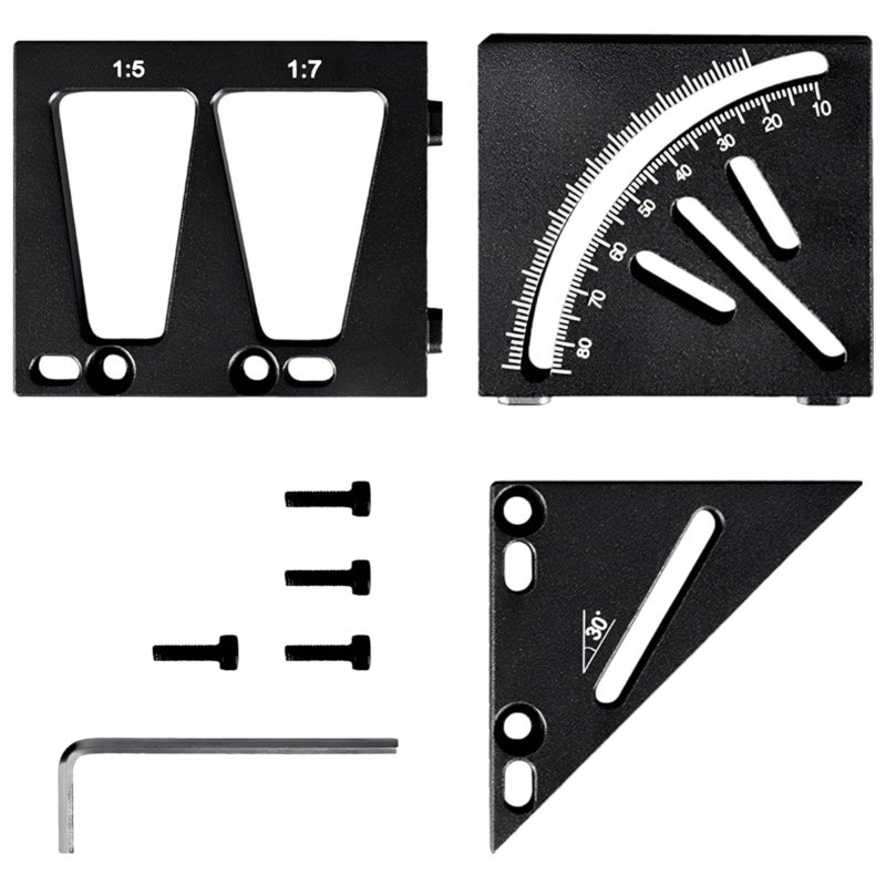 Aluminum Alloy Multi Angle Measuring Ruler 90 45 Degree Protractor Woodworking Square 1 8x1 8x2 4 Inch - Image 2