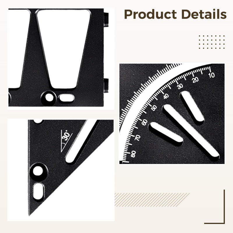 Aluminum Alloy Multi Angle Measuring Ruler 90 45 Degree Protractor Woodworking Square 1 8x1 8x2 4 Inch - Image 3