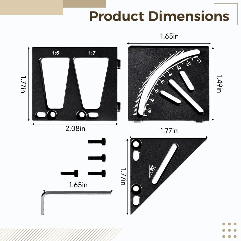 Aluminum Alloy Multi Angle Measuring Ruler 90 45 Degree Protractor Woodworking Square 1 8x1 8x2 4 Inch - Image 5