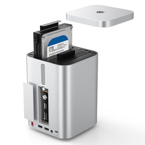 Yottamaster 2 Bay 10Gbps RAID Enclosure – Supports 2.5"/3.5" HDD/SSD Up to 56TB, Built-in NVMe SSD Slot, Docking Station with SD/TF Card Reader for Mac mini M4/PC/Laptop - Image 1