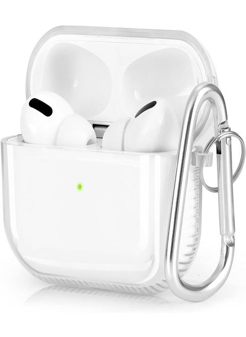 Silicon Case for AirPods 4, AirPods Cover Protective Case with Hook Headphones Silicon Case (LED Visible) (Supports Wireless Charging) for Apple AirPods 4 - Clear