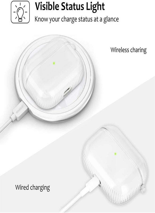 Silicon Case for AirPods 4, AirPods Cover Protective Case with Hook Headphones Silicon Case (LED Visible) (Supports Wireless Charging) for Apple AirPods 4 - Clear