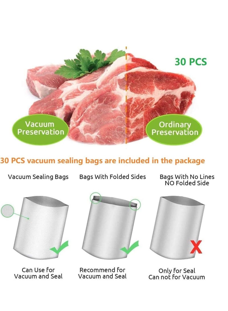 ELTRAZONE Vacuum Sealer Machine, Automatic Food Sealer with 30 PCS Vacuum Bags, Vacuum Air Sealing System for Food savers Portable Sealer Food Vacuum Sealer Machines for Kitchen Food Storage Saver - Image 5