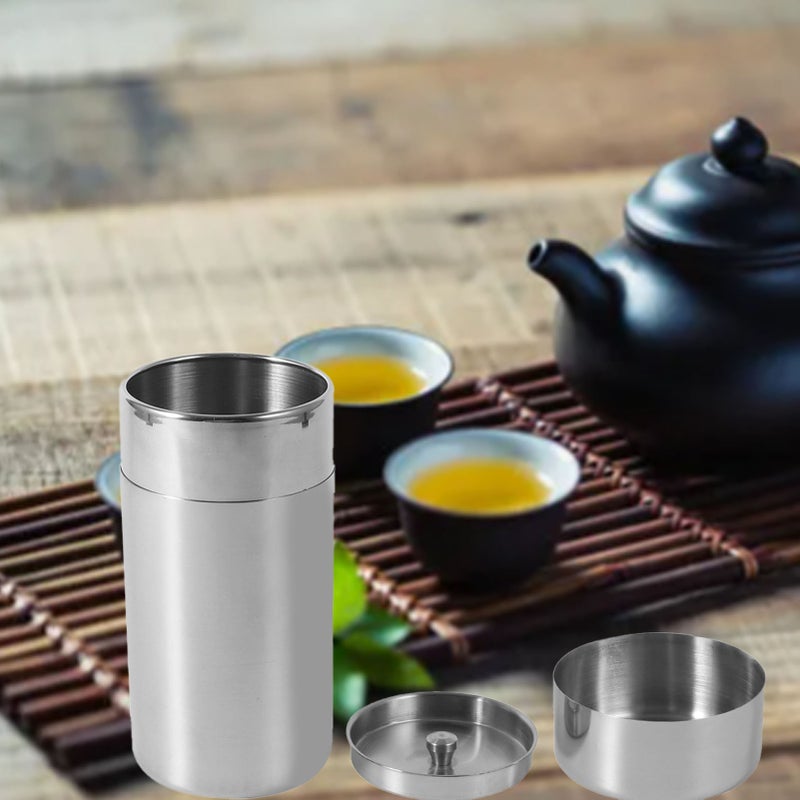 Stainless Steel Tea Tins Canister Home Kitchen Canisters for Tea Coffee Sugar Storage(S) - Image 3