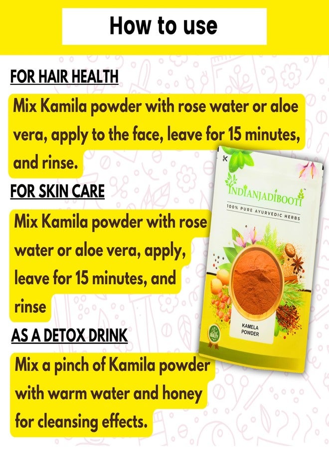 IndianJadiBooti Kamila Powder (100g) | Pure Mallotus Philippensis | Kamela/Kampillaka | Ayurvedic Herb for Gut Cleanse & Skin Wellness | Natural Red Dye | Edible Grade - Image 5