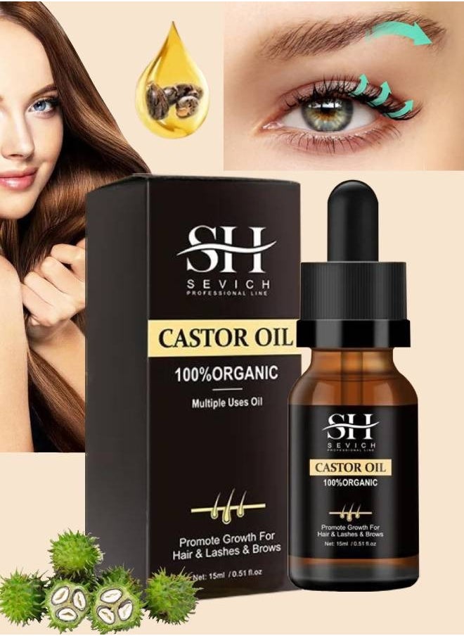 Sevich - Pure Castor Oil Hair Care Essential Oil for Hair Eyebrow and Eyelashes Scalp Care Essential Moisturizer Natural Organic Castor Oil Hair Growth Serum Natural Thick Hair Fast Growth Hair Serum 15 ml - Image 1