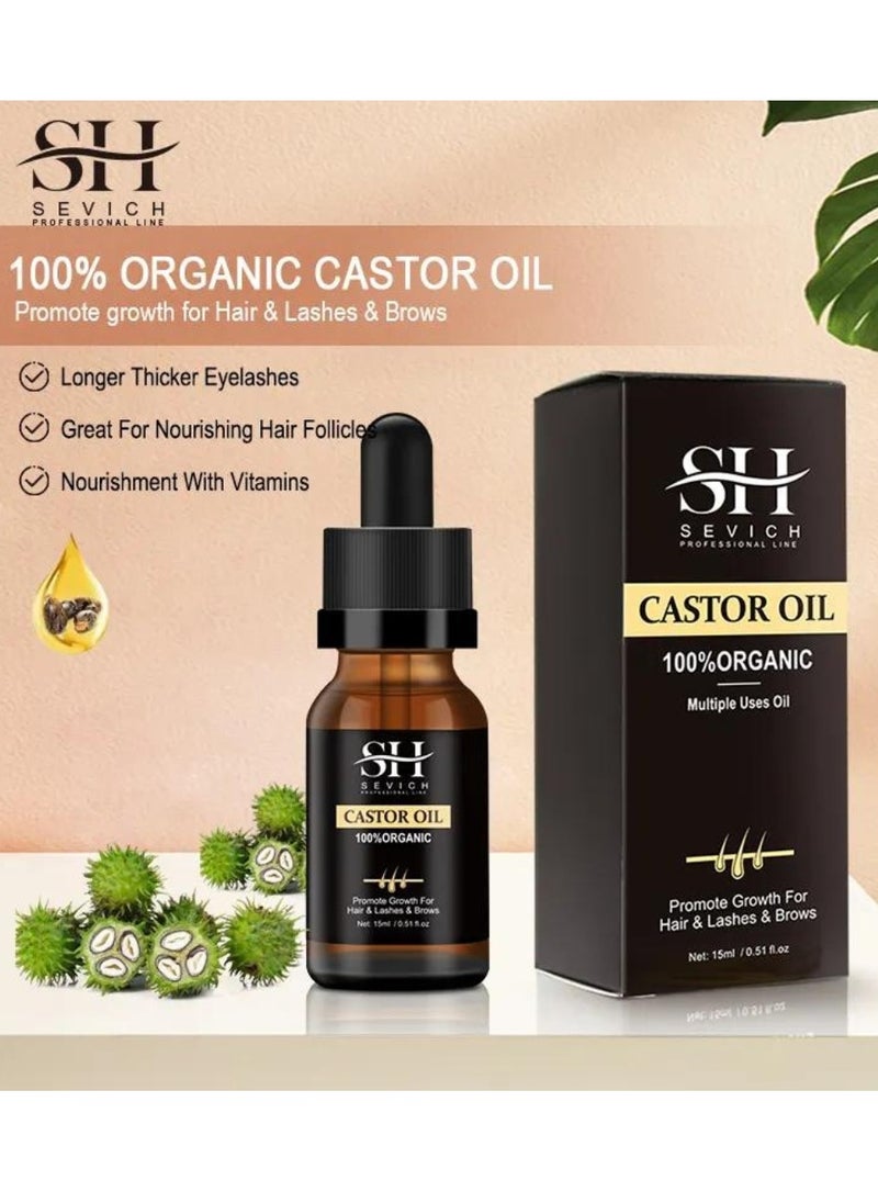 Sevich - Pure Castor Oil Hair Care Essential Oil for Hair Eyebrow and Eyelashes Scalp Care Essential Moisturizer Natural Organic Castor Oil Hair Growth Serum Natural Thick Hair Fast Growth Hair Serum 15 ml - Image 1