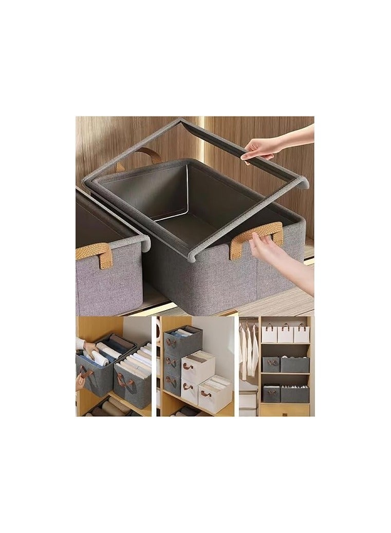 Upgraded Modern Clothes Organizer Box – Large Capacity 47 x 30 x 19 cm – Durable Fabric Storage with Sturdy Metal Legs – Perfect for Clothes, Bedding, Toys & More – Space-Saving, Stylish & Neat (Grey)  - Image 1