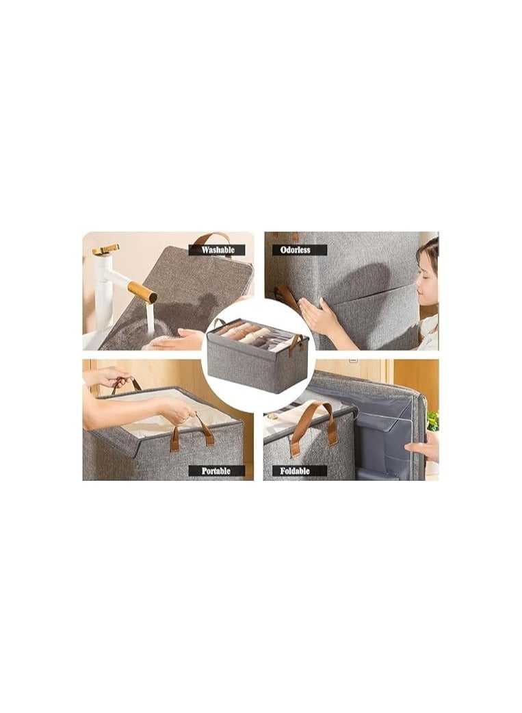 Upgraded Modern Clothes Organizer Box – Large Capacity 47 x 30 x 19 cm – Durable Fabric Storage with Sturdy Metal Legs – Perfect for Clothes, Bedding, Toys & More – Space-Saving, Stylish & Neat (Grey)  - Image 2