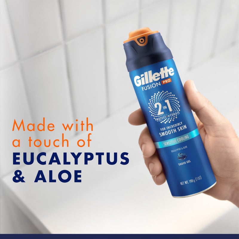 Gillette جيل حلاقة جيليت برو للرجال يبرد لتهدئة البشرة ويرطب الشعر الوجه، 7 أونصات، جل حلاقة بروغلايد الحساس 2 في 1 - Image 5
