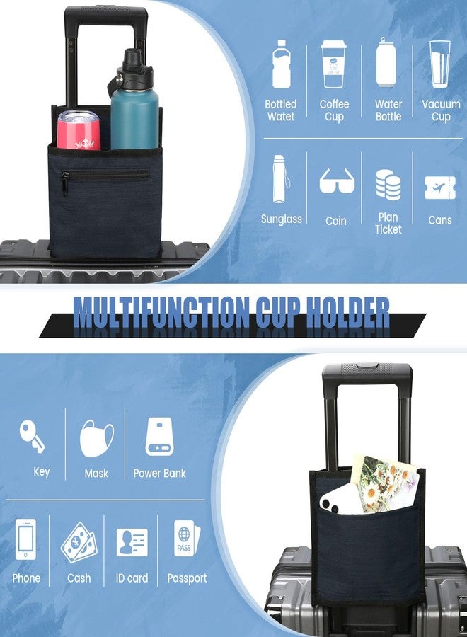 ZHCHG Luggage Travel Cup Holder Attachment for Suitcase, Coffee Mug and Tumblers, Traveler Carry On Hands Free Accessory - Gifts for Flight Attendants - Navy - Image 3