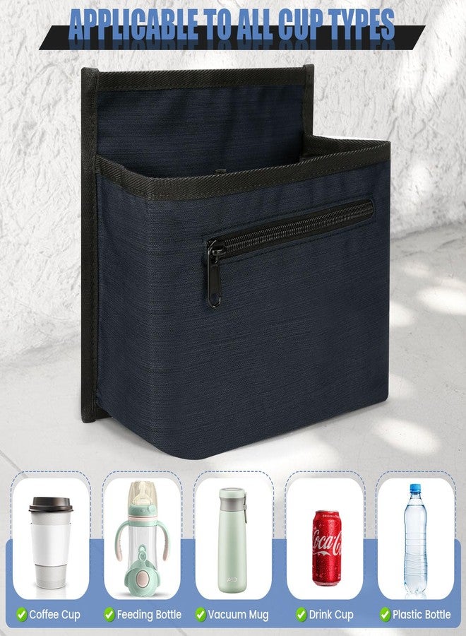 ZHCHG Luggage Travel Cup Holder Attachment for Suitcase, Coffee Mug and Tumblers, Traveler Carry On Hands Free Accessory - Gifts for Flight Attendants - Navy - Image 2