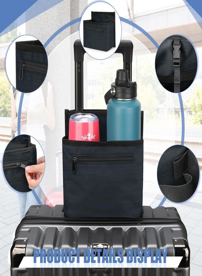 ZHCHG Luggage Travel Cup Holder Attachment for Suitcase, Coffee Mug and Tumblers, Traveler Carry On Hands Free Accessory - Gifts for Flight Attendants - Navy - Image 5