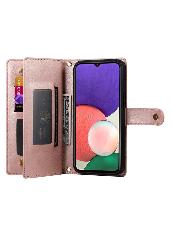 اس-توب جراب لهاتف Samsung Galaxy A22 5G / F42 5G مع محفظة جلدية بسحاب وتسع فتحات للبطاقات - Image 3