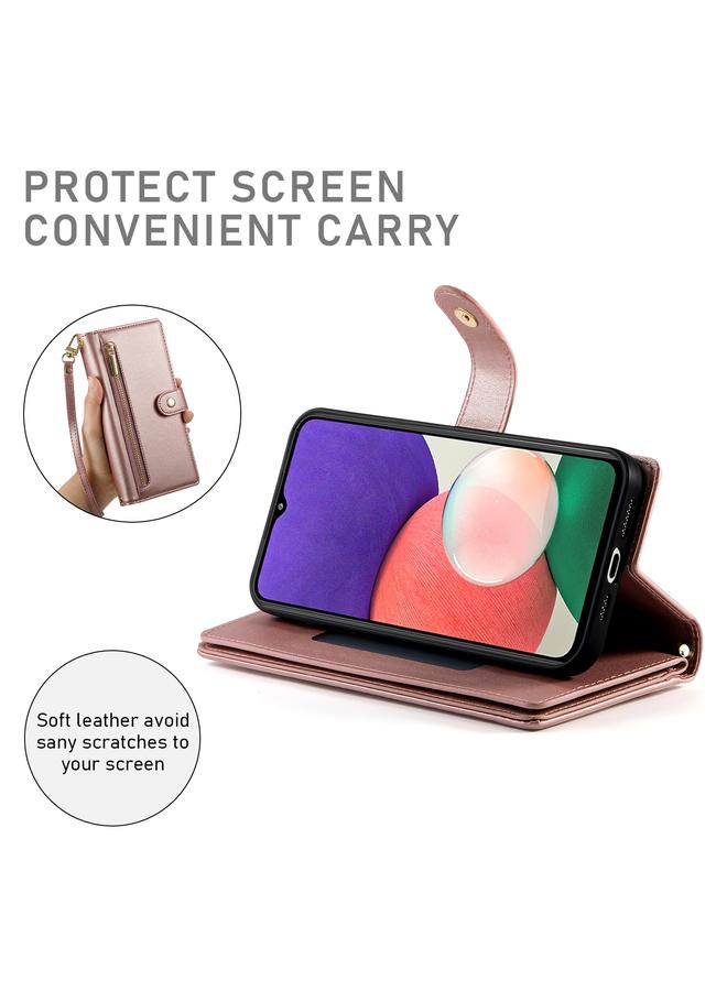 اس-توب جراب لهاتف Samsung Galaxy A22 5G / F42 5G مع محفظة جلدية بسحاب وتسع فتحات للبطاقات - Image 4