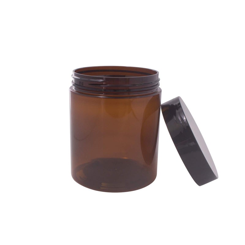 zmybcpack zmybcpack 12 Pack 8 OZ Amber Plastic Jars With Black Lids, 6 Spatula, A Pen & Labels - Plastic Slime Jars Storage Travel Jars for Cosmetics, Cream, Gel  - Image 4