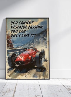 (Assembly frame) Retro Enzo Ferrari F1 Poster, Vintage Formula 1 Ferrari Canvas Wall art print, Formula 1 Canvas Wall Art