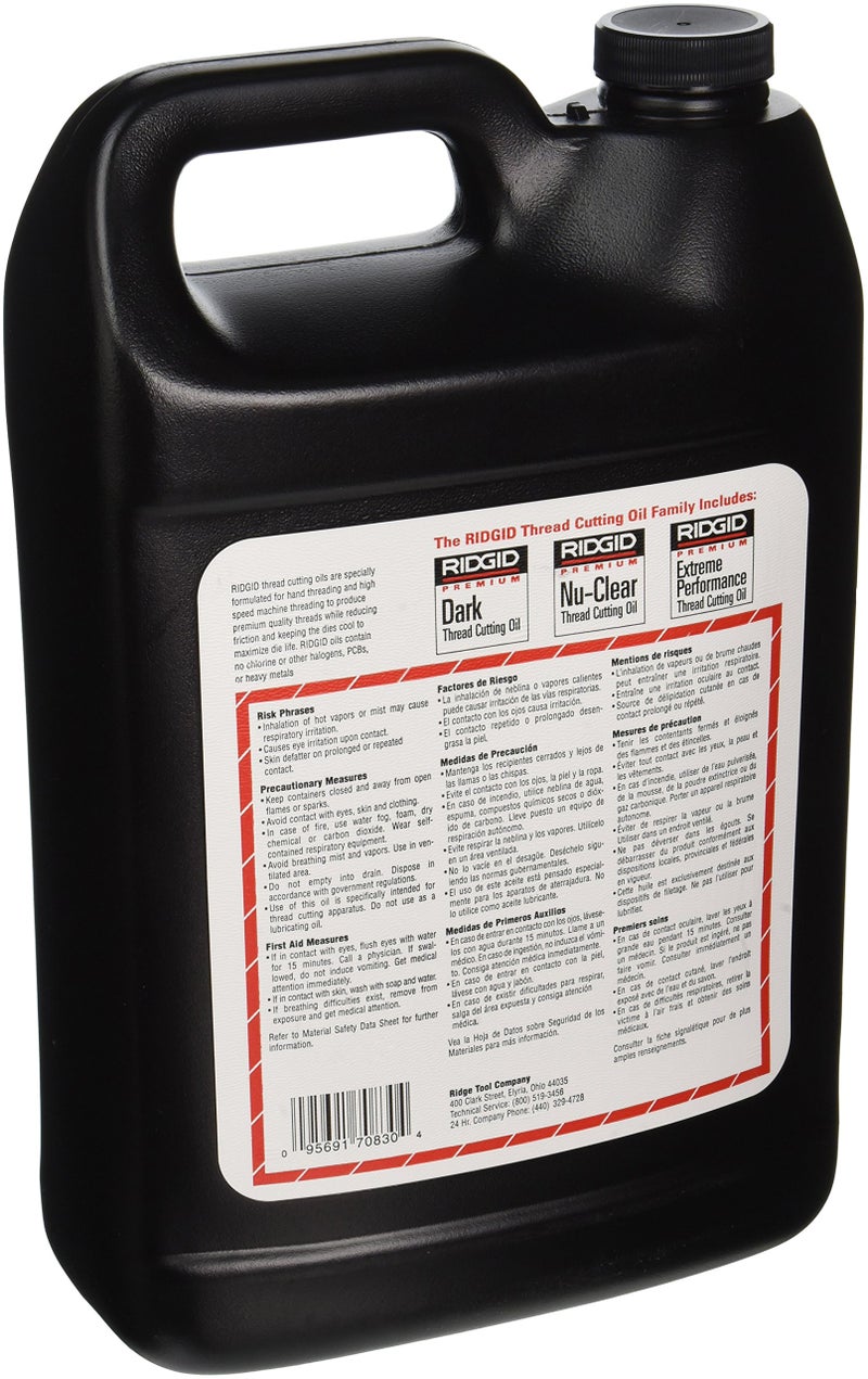 RIDGID RIDGID 70830 Dark Thread Cutting Oil, 1 Gal, Halogen, PCB and Chlorine-Free, Low-Odor Anti-Mist Formulation, Designed to Prolong Equipment Life, Cools Threads and Pipes  - Image 2