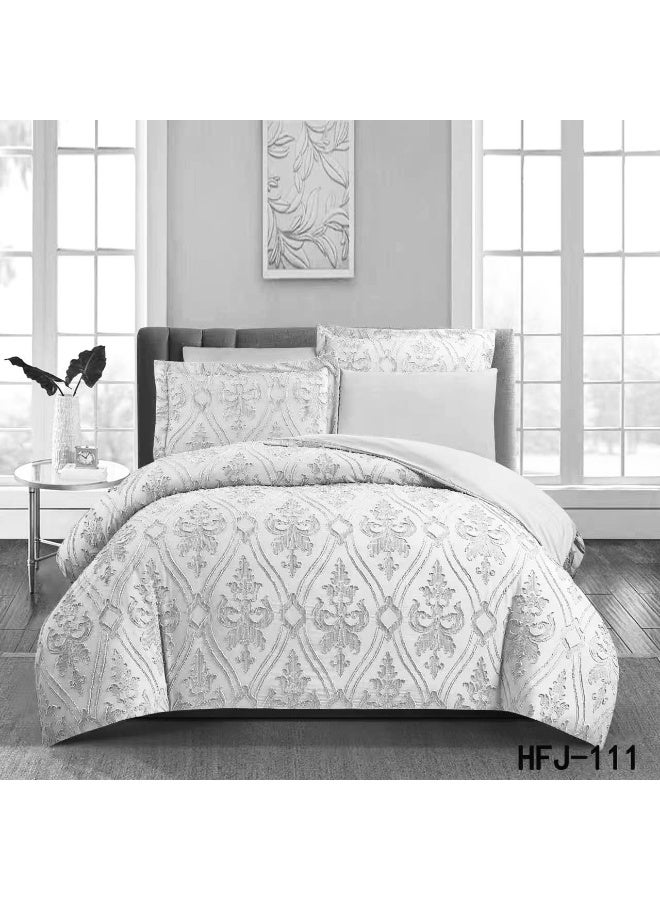Soft Cotton 6 pieces king size embroidered duvet cover sets . Duvet cover 220x240. Fitted sheet (200x200)+30cm. 4 pieces pillows cover 50x75cm.