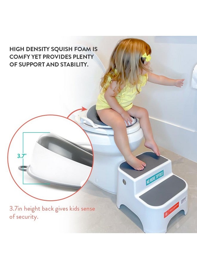 Prince Lionheart Tinkle Trainer SQUISH Toilet Seat - Comfy Toddler Potty Training Toilet Seat with Squishy Top, Sturdy Security Handles, Splash Guard & Non Slip Base - Fits Most Toilets - Grey - Image 3