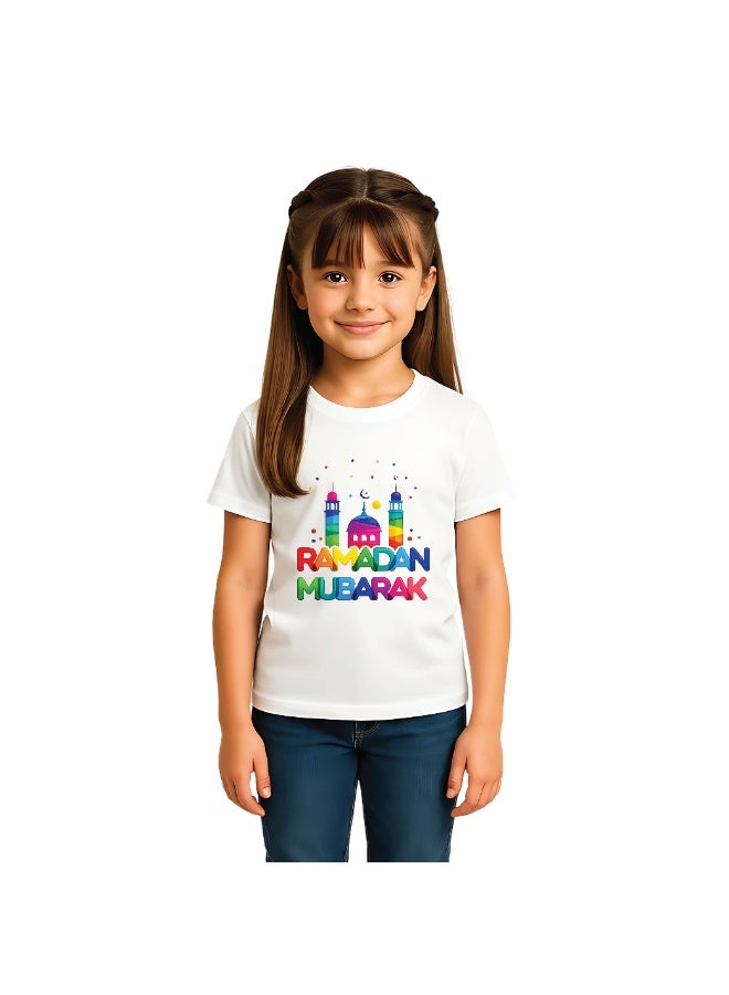 PRINTSHOP4ME Ramadan Printed Design Round Neck Cotton Girl Kids Tshirt Design 2 - Image 1