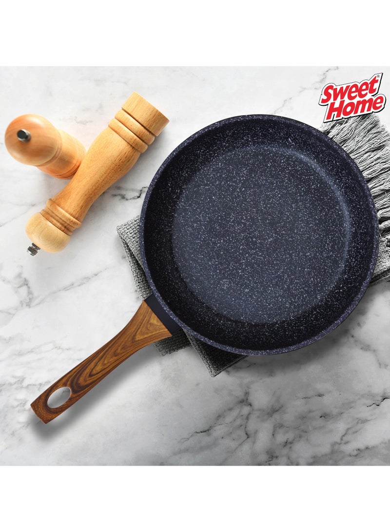 Sweet Home Marble Frying Pan (20cm & 24cm) Non Stick, PFOA-Free Granite Coating Cookware Frying Pan for Cooking Compatible with All Stovetops PFOA Free (Black) - Image 5