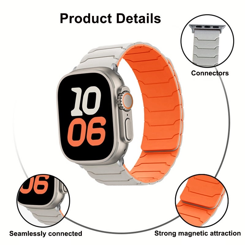 erorex For Apple Watch 46Mm / 49Mm / 45Mm / 44Mm Magnetic Silicone Watch Band(Starlight) - Image 3