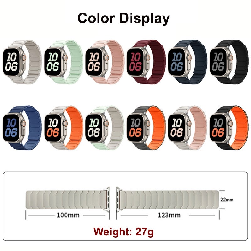 erorex For Apple Watch 46Mm / 49Mm / 45Mm / 44Mm Magnetic Silicone Watch Band(Starlight) - Image 4