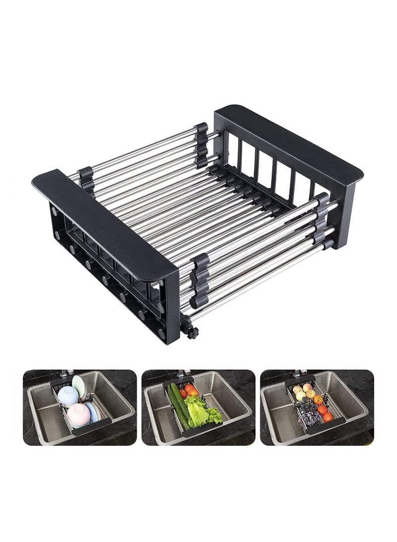 Expandable Dish Drying Rack, Over Sink Dish Drying Rack, Draining Dishes & Fruit Drain- Rustproof Stainless Steel for Kitchen, Rugged Sink Drain Rack (gray) - Image 3