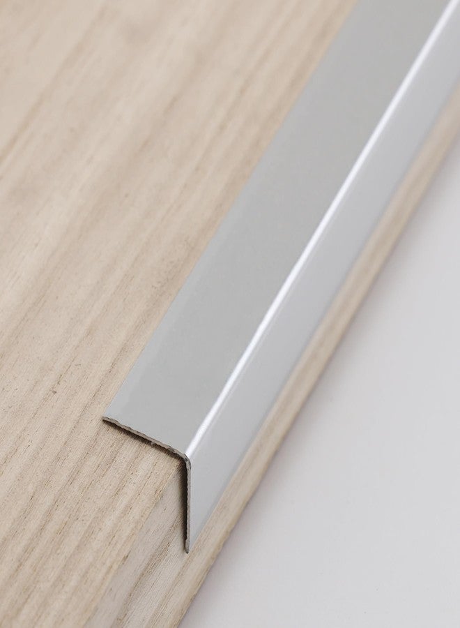 Coengwui Aluminum Corner Guards, Peel and Stick L-Shaped Molding Trim for Wall Table Door Frame Protection and Decoration (Matte Silver, 3Pcs x 2.9ft x 0.8in) - Image 2