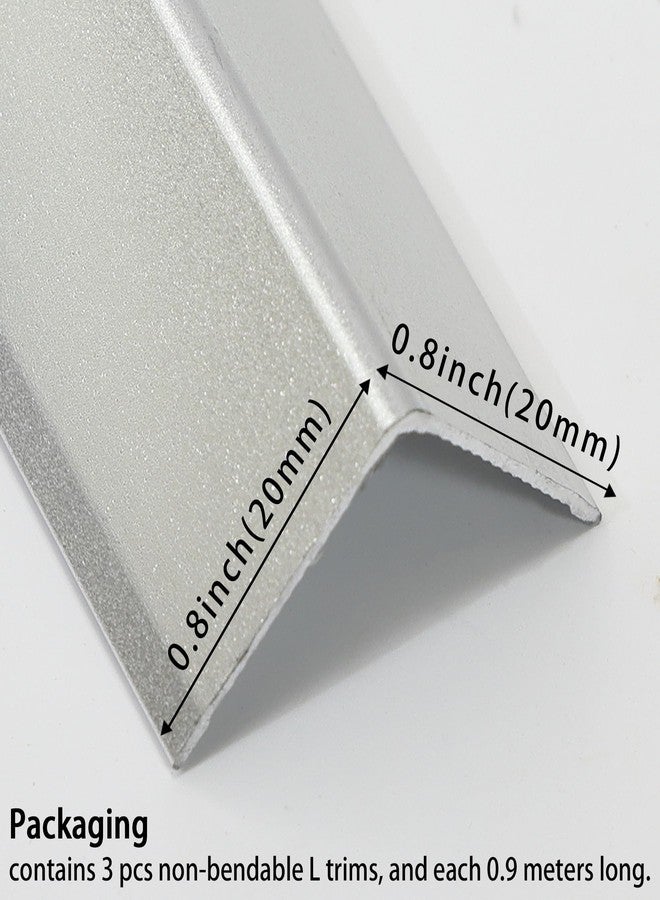 Coengwui Aluminum Corner Guards, Peel and Stick L-Shaped Molding Trim for Wall Table Door Frame Protection and Decoration (Matte Silver, 3Pcs x 2.9ft x 0.8in) - Image 3