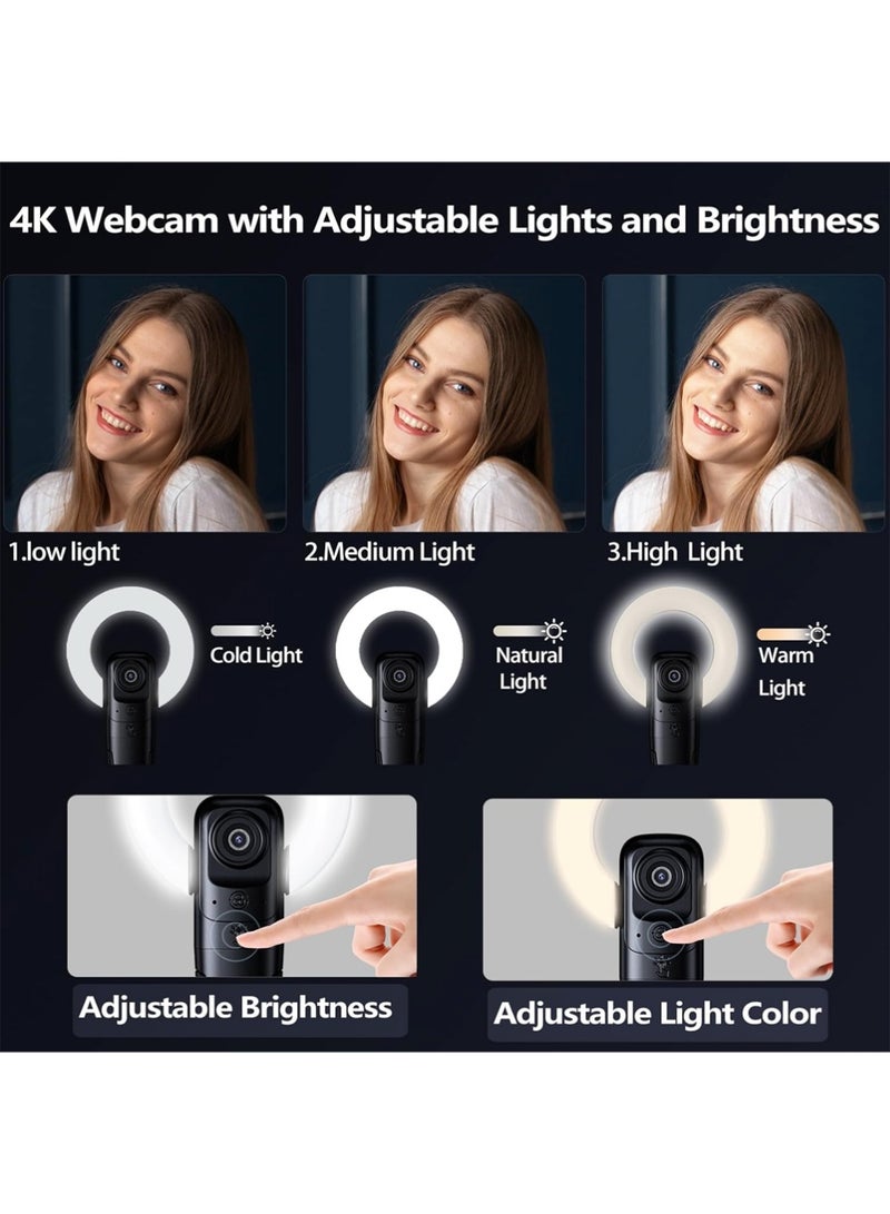 X-level 4K Webcam with Light, Webcam for PC with Microphone, Plug and Play, USB Computer Camera for Desktop, Auto-Focus, Web Camera for Desktop Computer Zoom Skype - Image 3
