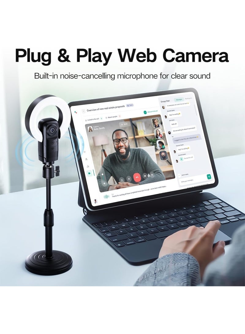 X-level 4K Webcam with Light, Webcam for PC with Microphone, Plug and Play, USB Computer Camera for Desktop, Auto-Focus, Web Camera for Desktop Computer Zoom Skype - Image 4