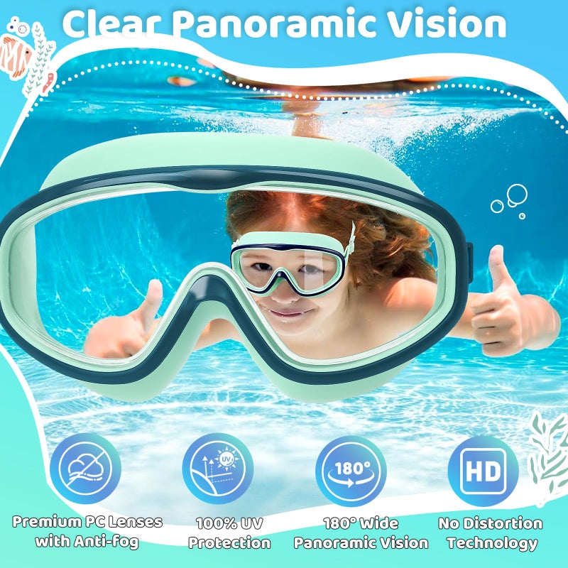 Vvinca Kids Swim Goggles for Age 2-8, Toddler Goggles with Fabric Strap Cover Wide View Anti-Fog/UV Protection No Leak Pain-Free Pool Glasses for Kids Girls Boys - Image 4