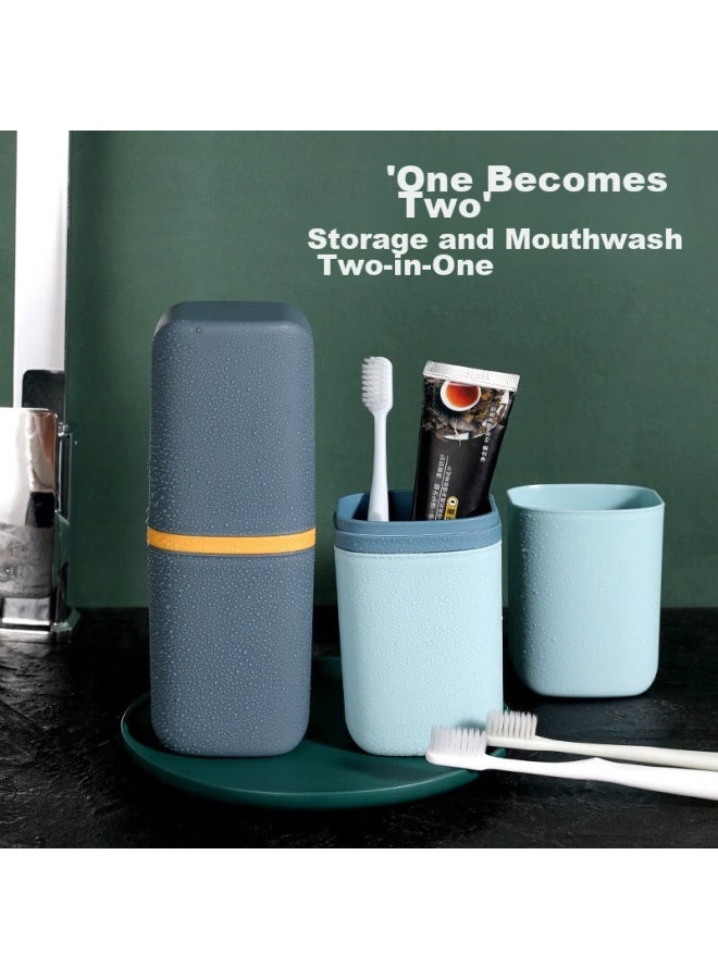 JAJALIN Jajalin Mouthwash Cup, Simple Toothbrush Holder, Travel Set For Men And Women, Toothbrush Case For Children, Blue - Image 2