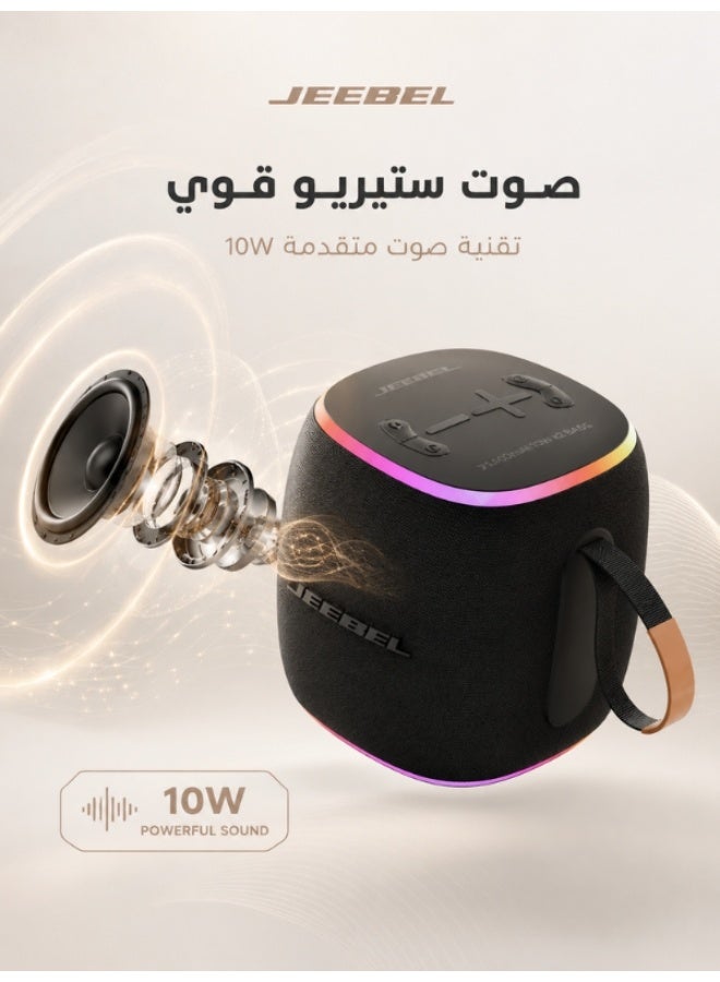 جيبيل سماعة بلوتوث محمولة Jeebel Boom Box X920 – صوت ستيريو 10 واط، بطارية 12 ساعة، إضاءة LED ملونة، مقاومة للماء IPX6 - Image 4