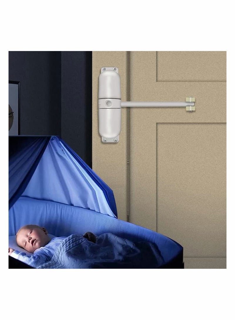 Automatic Door Closer Safety Wheel Roller Spring Door Closer Easy to Install to Convert Hinged Doors to Self Closing Diecast Construction White - Image 3