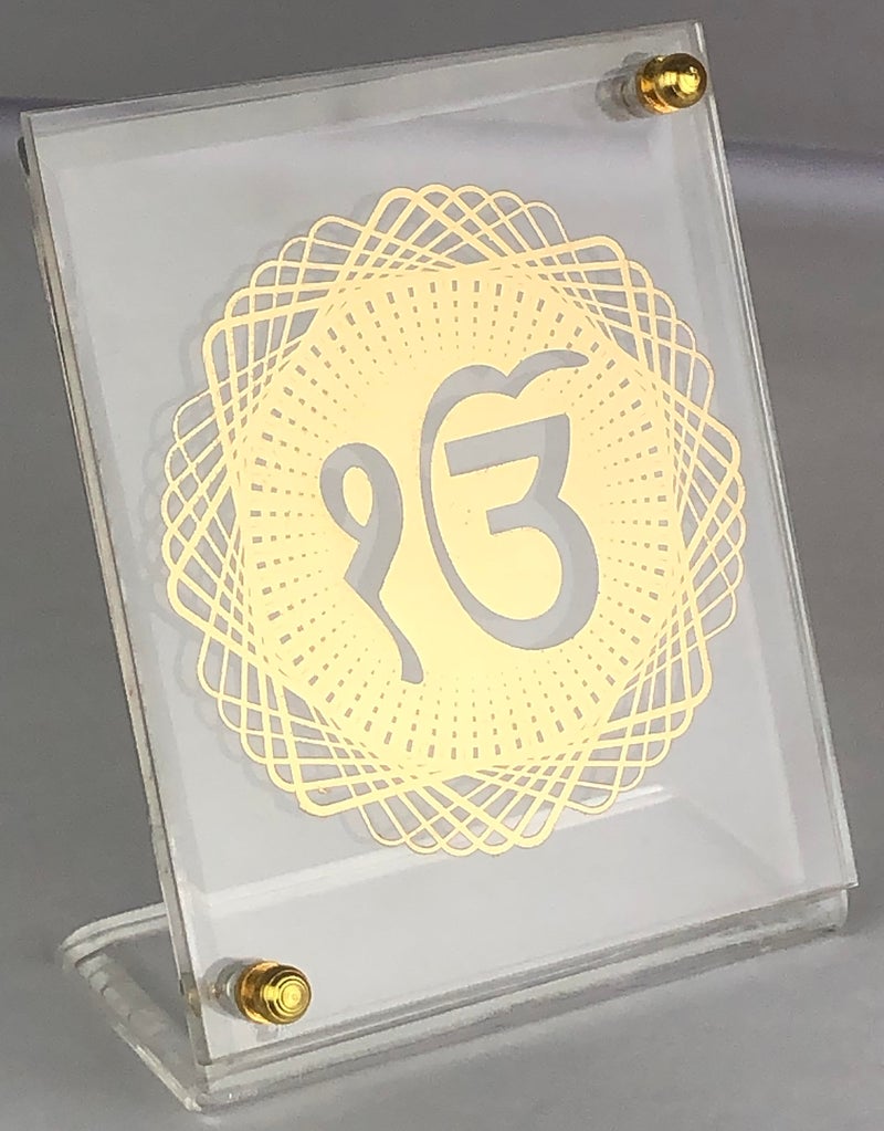 shree kreations Gold Plated Ek Onkar Photo Frame/Stand/Table Top/Car Dashboard/Sikh Religious Gifts - Image 3