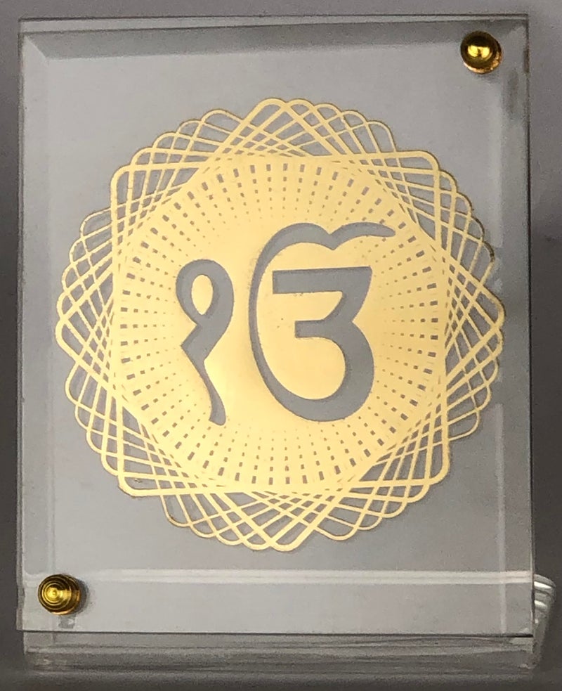 shree kreations Gold Plated Ek Onkar Photo Frame/Stand/Table Top/Car Dashboard/Sikh Religious Gifts - Image 1