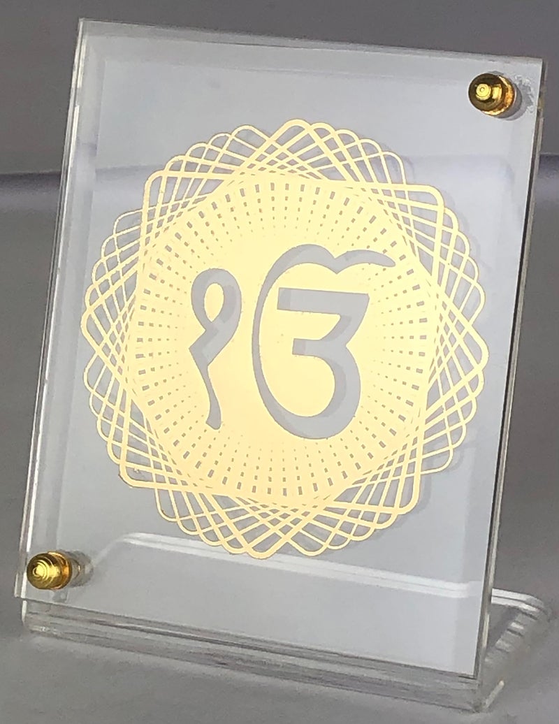 shree kreations Gold Plated Ek Onkar Photo Frame/Stand/Table Top/Car Dashboard/Sikh Religious Gifts - Image 2