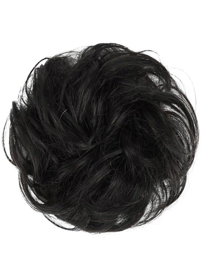 FESHFEN Human Messy Buns - 100% Human Hair Bun Real Scrunchies Hair Pieces Ponytail Extensions Wavy Tousled Updo Chignon Hairpieces for Women, Natural Black - Image 2