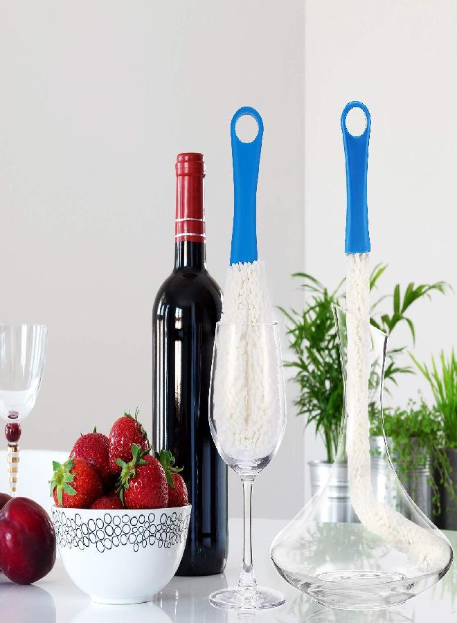 BOAO 3 Pieces Decanter Cleaning Brush Flexible Bottle Scourer and 400 Pieces Reusable Decanter Cleaning Beads Household Cleaning Tools for Wine Decanters Goblets Glasses Cups (Blue Handle) - Image 2