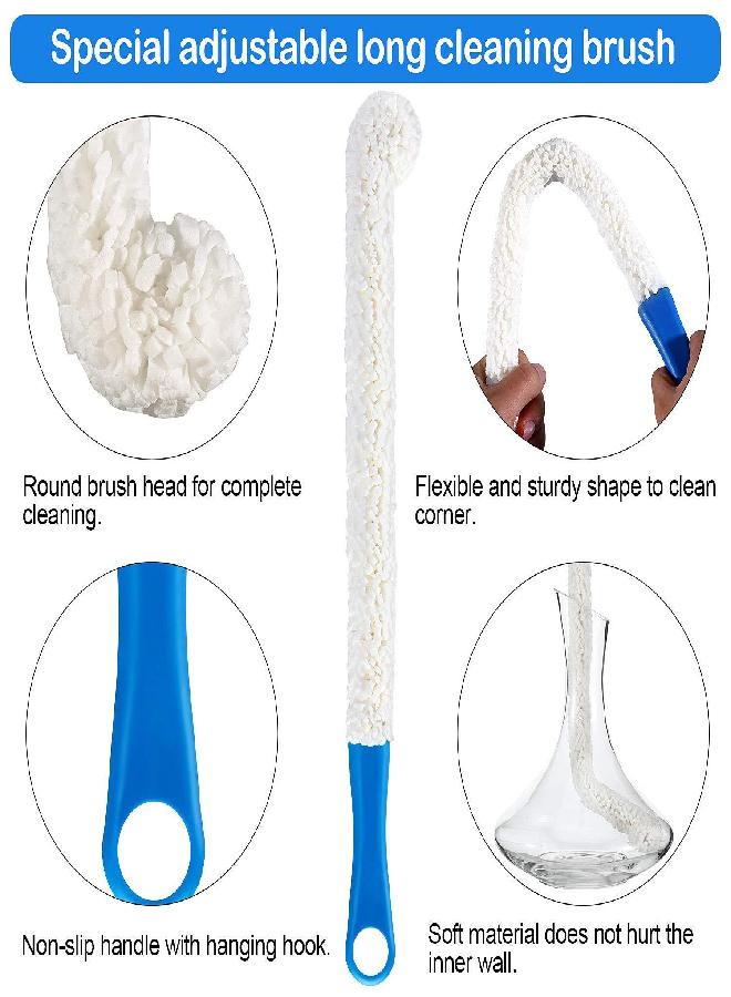 BOAO 3 Pieces Decanter Cleaning Brush Flexible Bottle Scourer and 400 Pieces Reusable Decanter Cleaning Beads Household Cleaning Tools for Wine Decanters Goblets Glasses Cups (Blue Handle) - Image 1