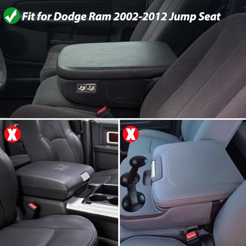 Zxiaochun Center Console Cover Compatible with 2002 2003 2004 20052012 Dodge Ram 1500 2500 3500 Jump Seat Console Armrest Lid Leather Protective Covering Gray - Image 3