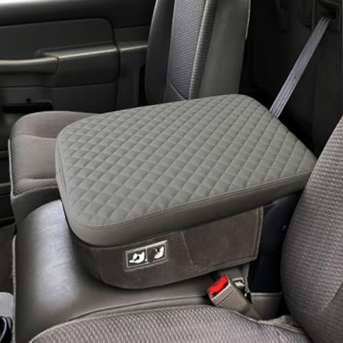 Zxiaochun Center Console Cover Compatible with 2002 2003 2004 20052012 Dodge Ram 1500 2500 3500 Jump Seat Console Armrest Lid Leather Protective Covering Gray - Image 1