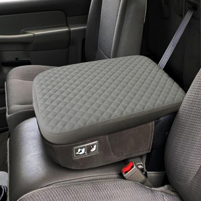 Zxiaochun Center Console Cover Compatible with 2002 2003 2004 20052012 Dodge Ram 1500 2500 3500 Jump Seat Console Armrest Lid Leather Protective Covering Gray - Image 2