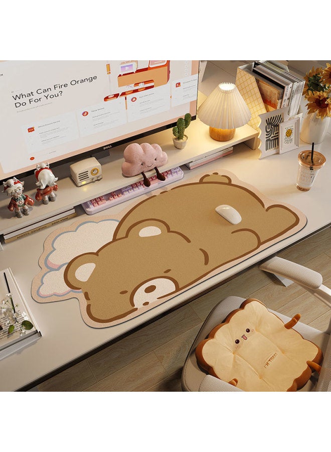 Cartoon Special-Shaped Non-Slip Mouse Pad Home Oversized Office Desk Pad Student Dormitory Cute Wear-Resistant Computer Keyboard Pad-Color:40*100cm [upgraded Mouse Pad-anti-slip And Comfortable]-Pattern:Sleeping Bear  - Image 1