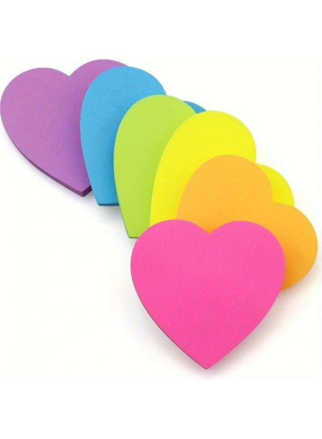 8 Pads Heart Sticky Notes Super Cute Bright Color Strong Adhesive Post