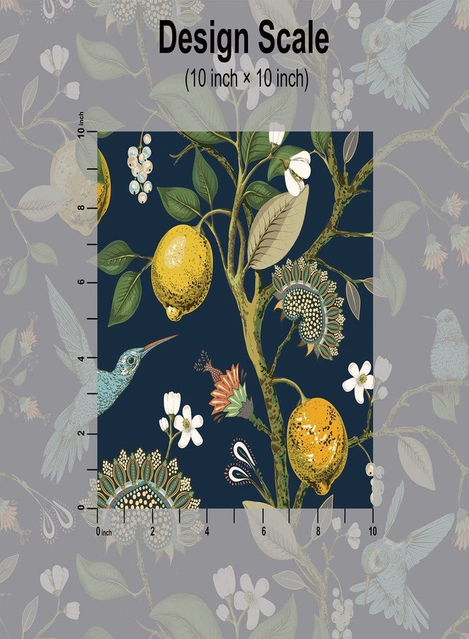 Blooming Wall Blue Bird Fresh Lemon Tree Peel and Stick Wallpaper Removable Self Adhesive Wall Mural Wall Decor, 14.5 Square Ft/Roll - Image 5