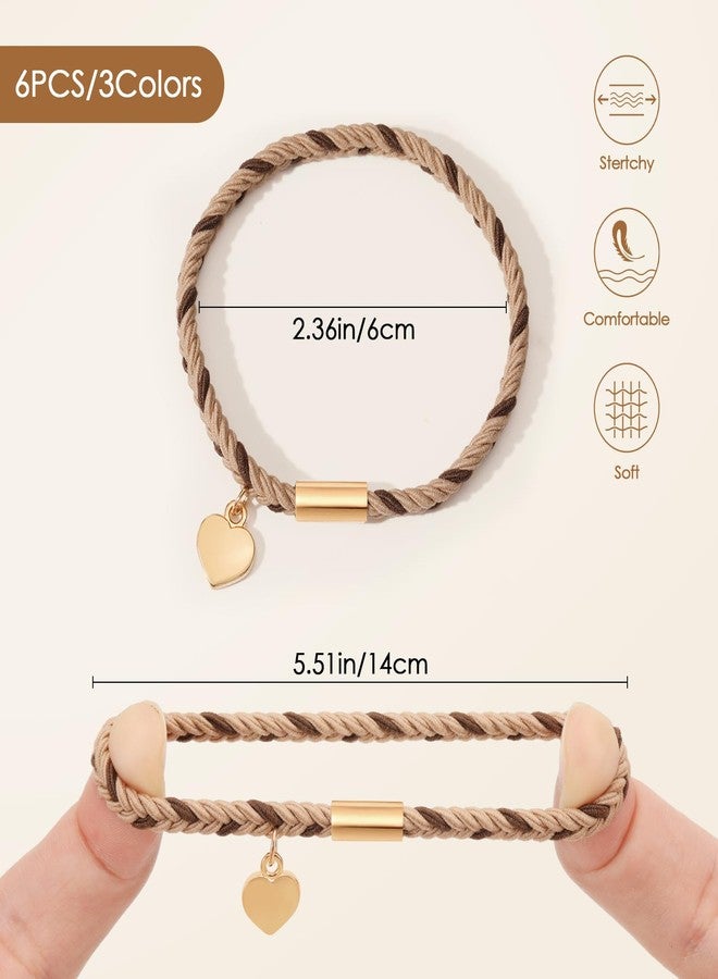 SYGY 6 PCS Hair Bracelets for Women, Letter Boho Hair Ties for Thick & Thin Hair, Gold Initial Bracelet Sets, Dual-Use Stretch Bracelets, Braided Hair Ties for Ponytail Holders(S) - Image 2